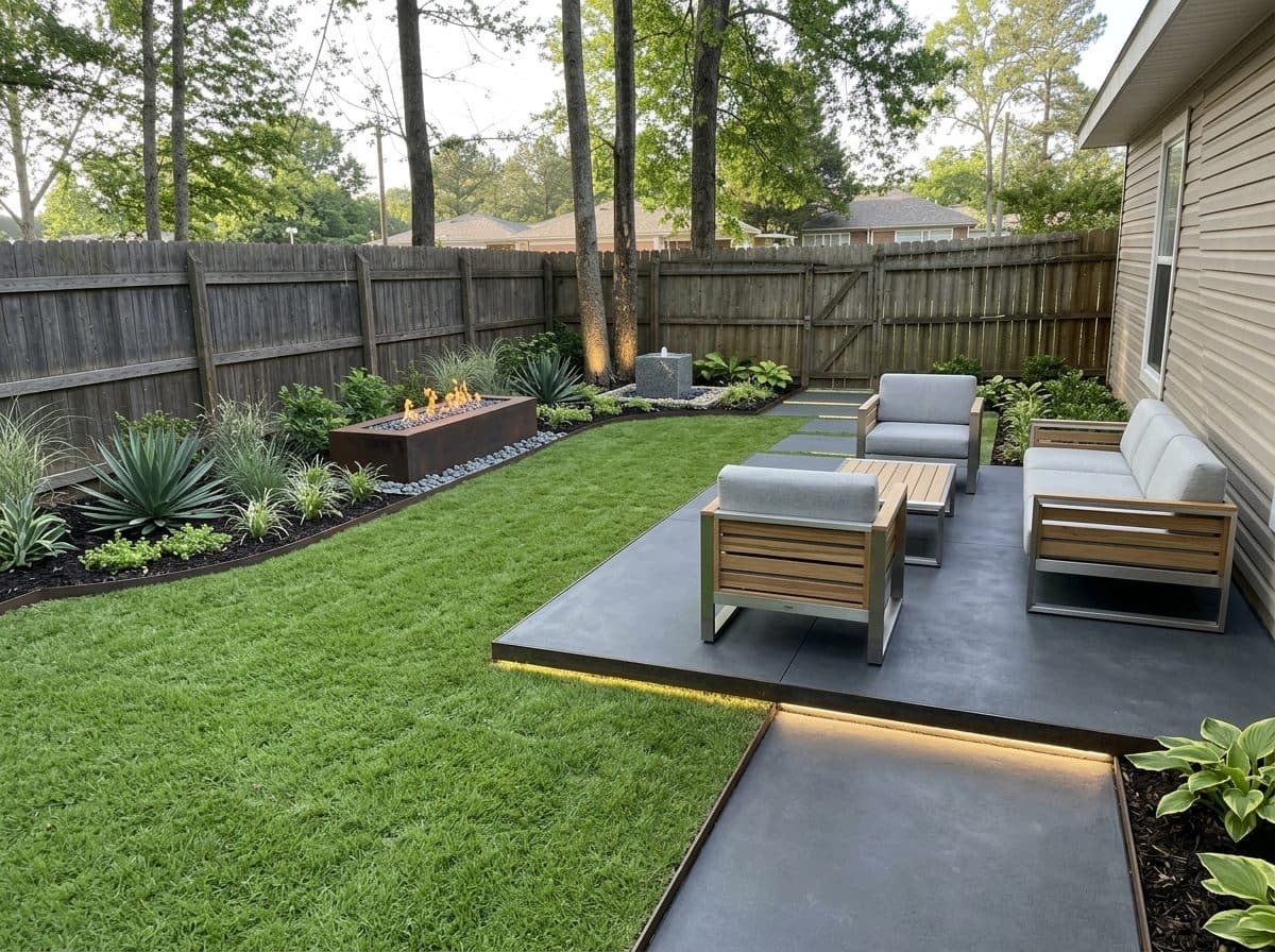 A backyard reimagined by Roomvana as a modern outdoor space
